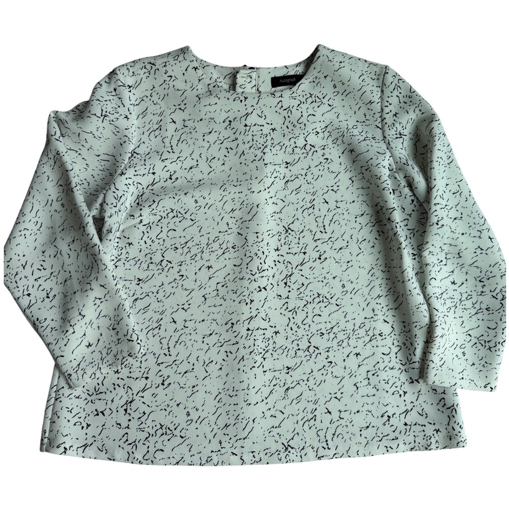 Autograph Marks Spencer White Black Abstract Print Crew Neck Blouse Top 16